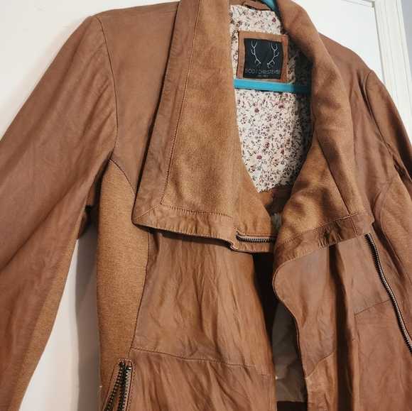 Bod & Christensen leather moto jacket brown size large - Picture 5 of 16